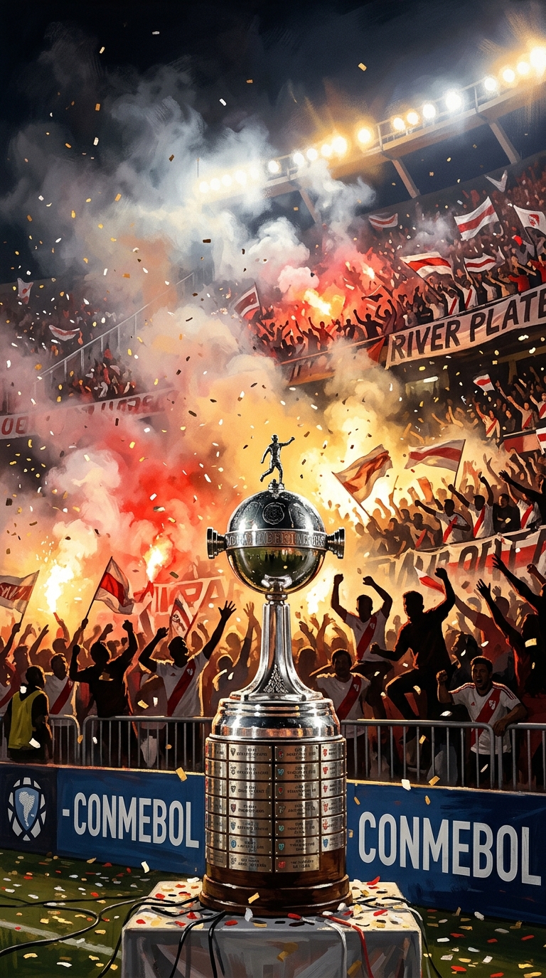 El trofeo de la Copa Libertadores bajo las bengalas: 65 años de soberanía futbolística